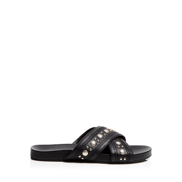 Rebecca Minkoff Tori Black Studded Slide Sandals - Picture 4 of 9